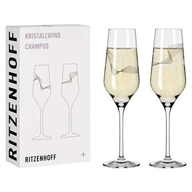 RITZENHOFF 3711002 Champagnerglas 250 ml - Serie Kristallwind Set Nr. 2, 2 Stück mit Windillustration - Made in Germany im Sale